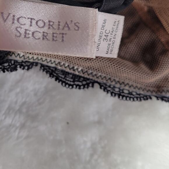 Victoria's Secret Lace-Up Lace Bra Black Ivory 34C - Picture 11 of 11